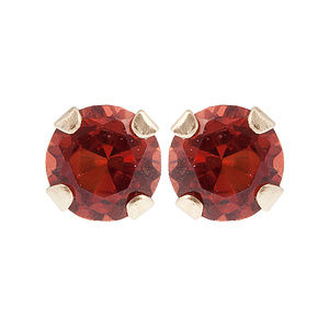 10K Gold Stud Earrings with 3mm Genuine Garnet